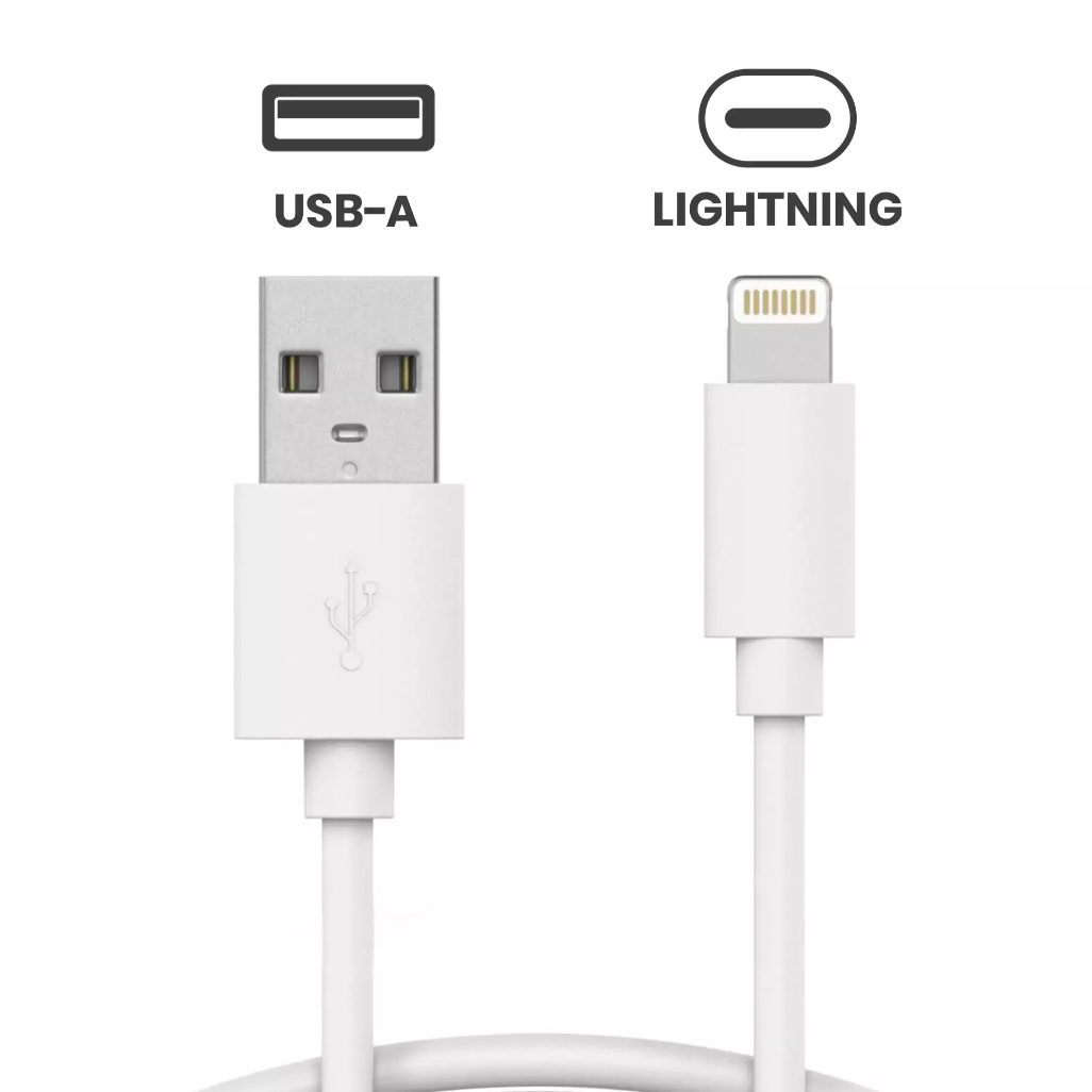USB-A to Lightning Cable (3ft.) For iPhone / iPad (OEM Pull Grade: New)